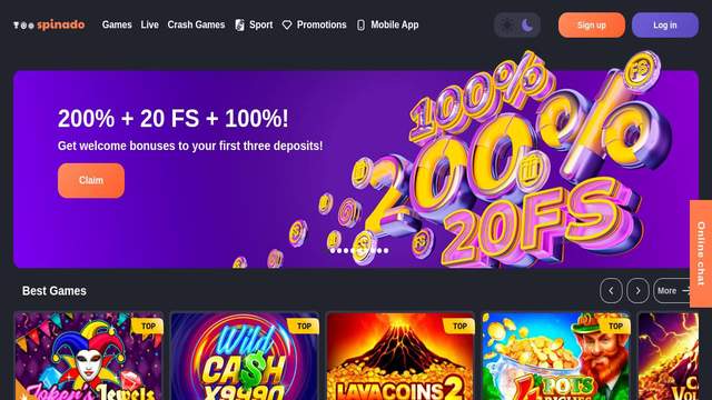 Spinado casino screenshot